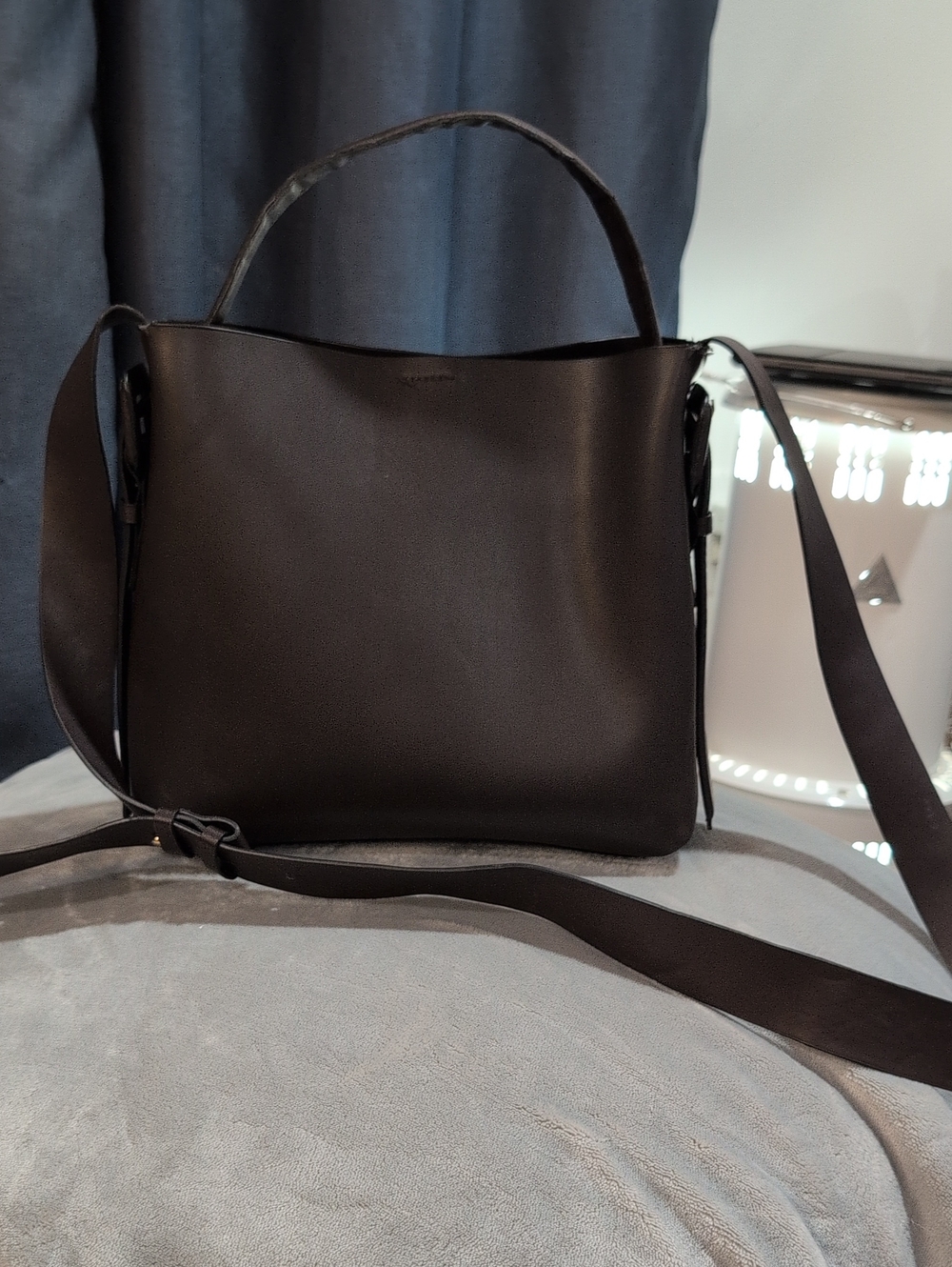 Minimalist Black Faux Leather Shoulder Bag